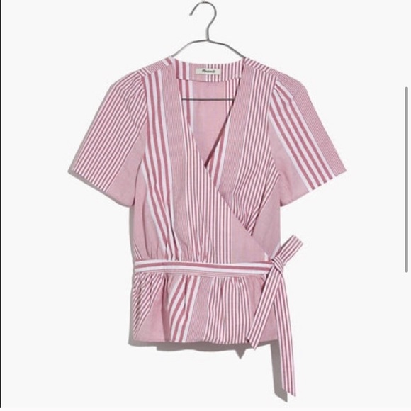 Madewell Tops - Madewell Ruffle Hem Wrap Top Stripe
